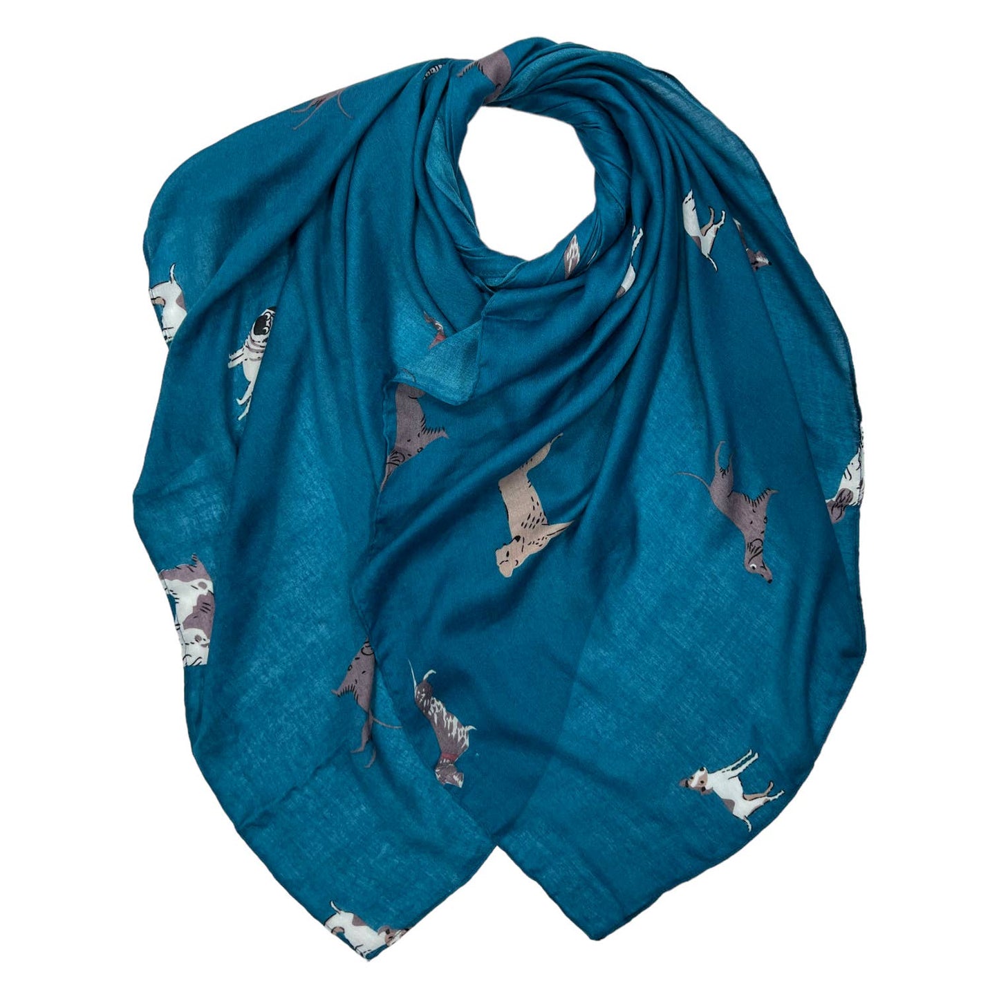 Dog Lovers Teal Blue Print Scarf