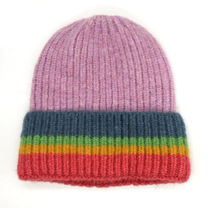 Beanie Hat Lilac Mix Stripe Edge - SKRF