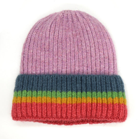 Beanie Hat Lilac Mix Stripe Edge - SKRF