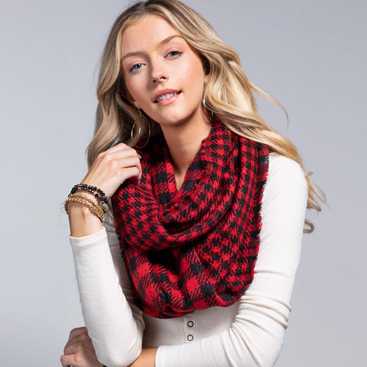 Buffalo Plaid Infinity Scarf Red Black - SKRF