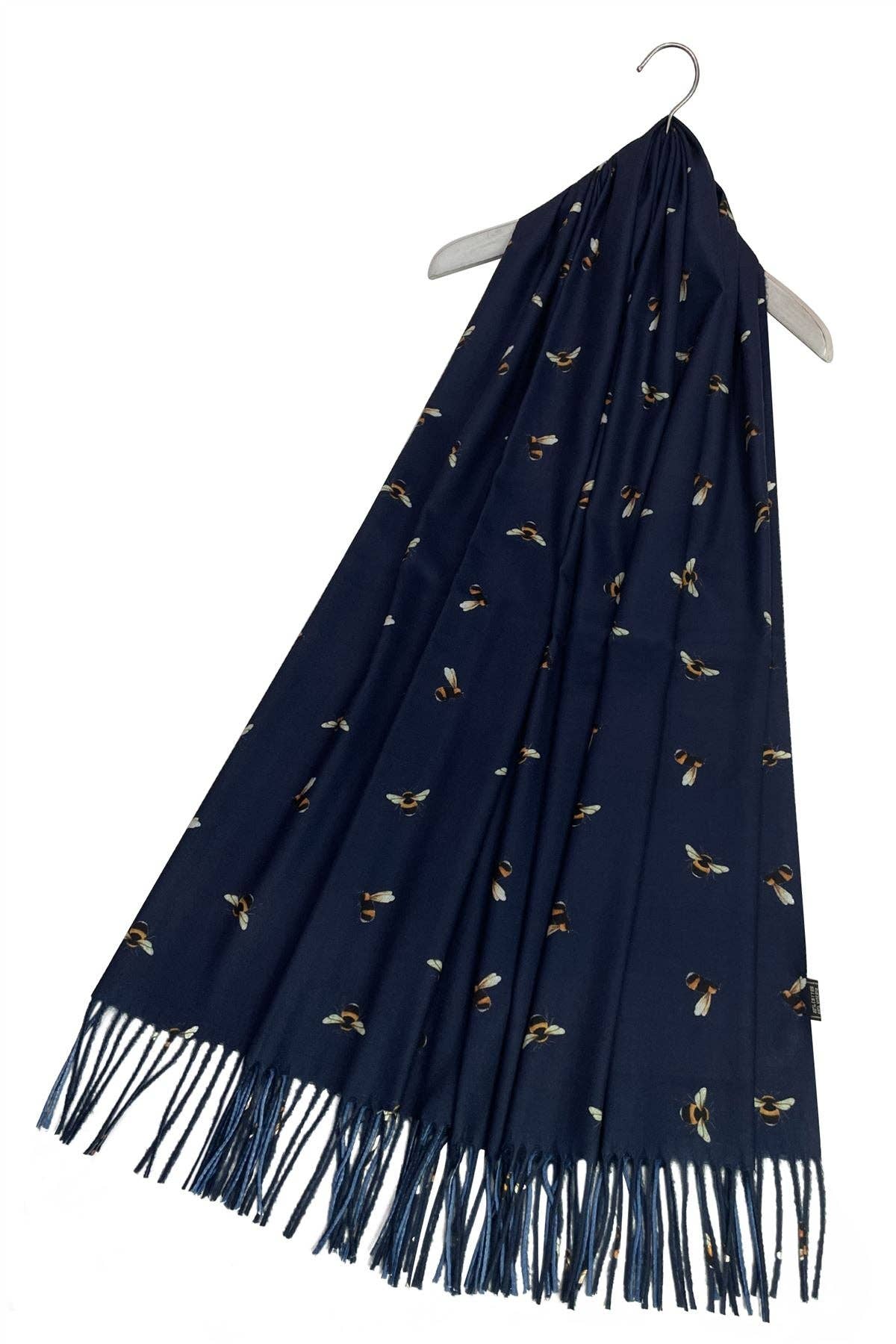 Bumble Bee Print Navy Tassel Scarf - SKRF