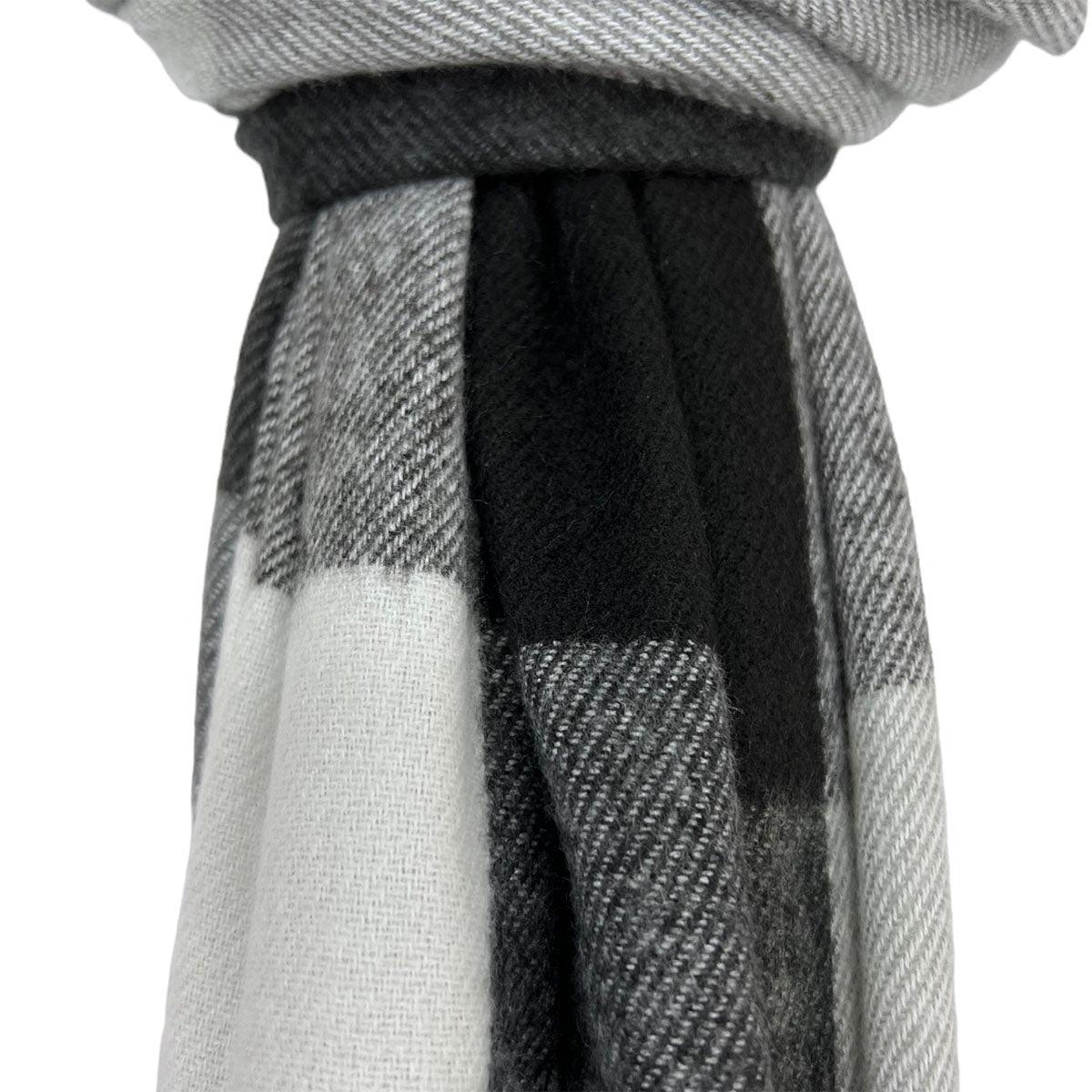 Classic Black Check Scarf With Tassels