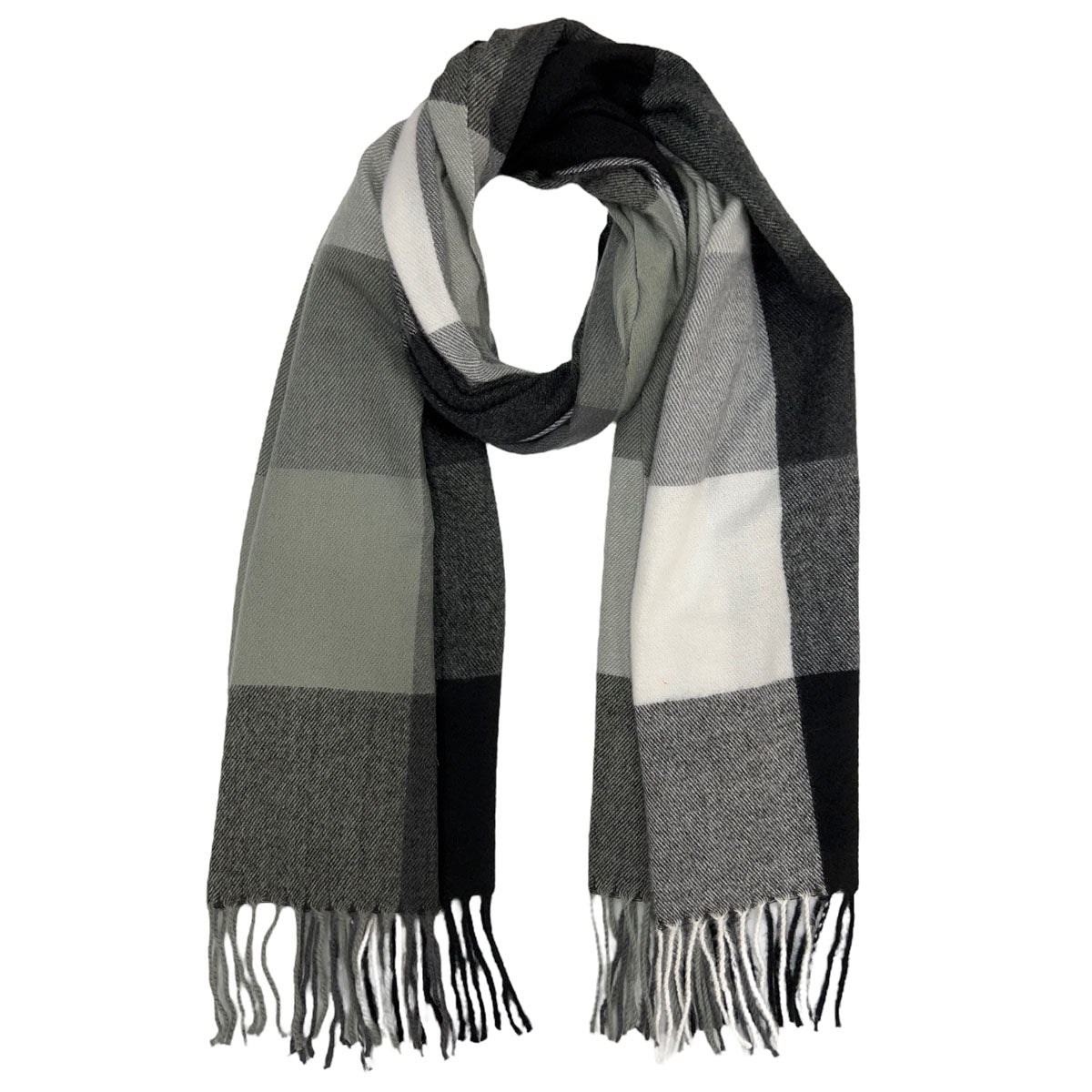 Classic Black Check Scarf With Tassels