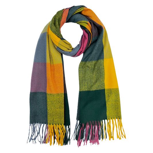 Colourful Check Scarf With Tassels - SKRF