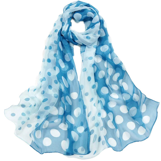 Dot Print Chiffon Scarf Blue - SKRF