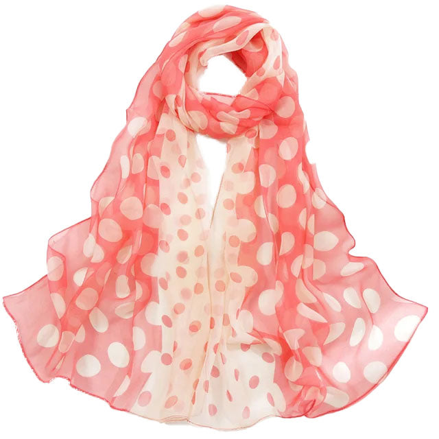 Dot Print Chiffon Scarf Coral - SKRF