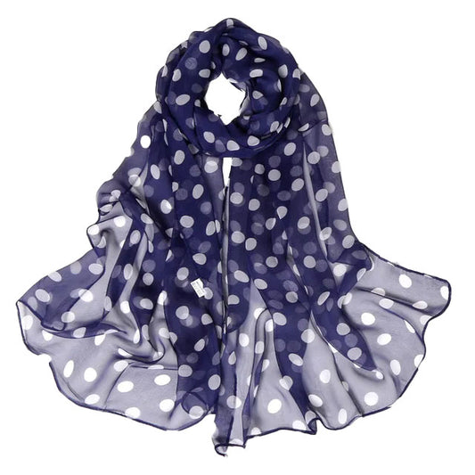 Dot Print Chiffon Scarf Navy - SKRF