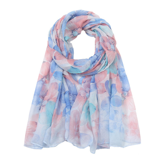 Floral Print Lightweight Scarf Pink Multicolour - SKRF