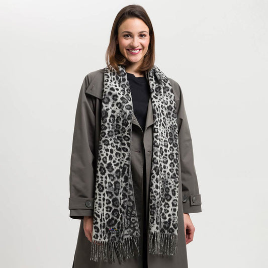 Fraas Scarf Cashmink Animal Print Grey 625353 960 - SKRF