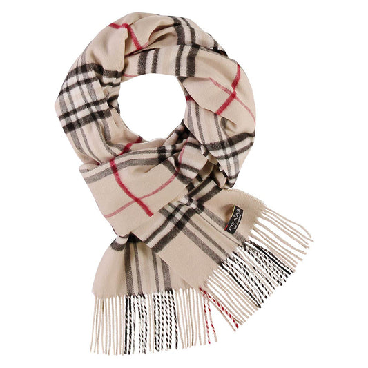 Fraas Scarf Cashmink Plaid Beige 625391 170 - SKRF