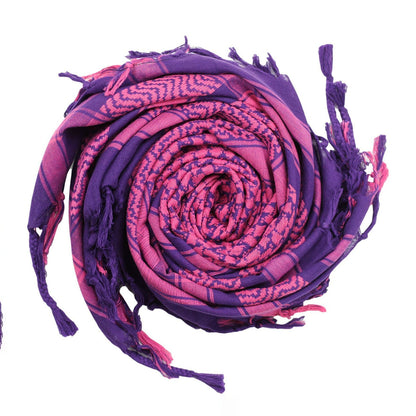 Pali Kufiya Style Purple Pink Tassel Scarf - SKRF