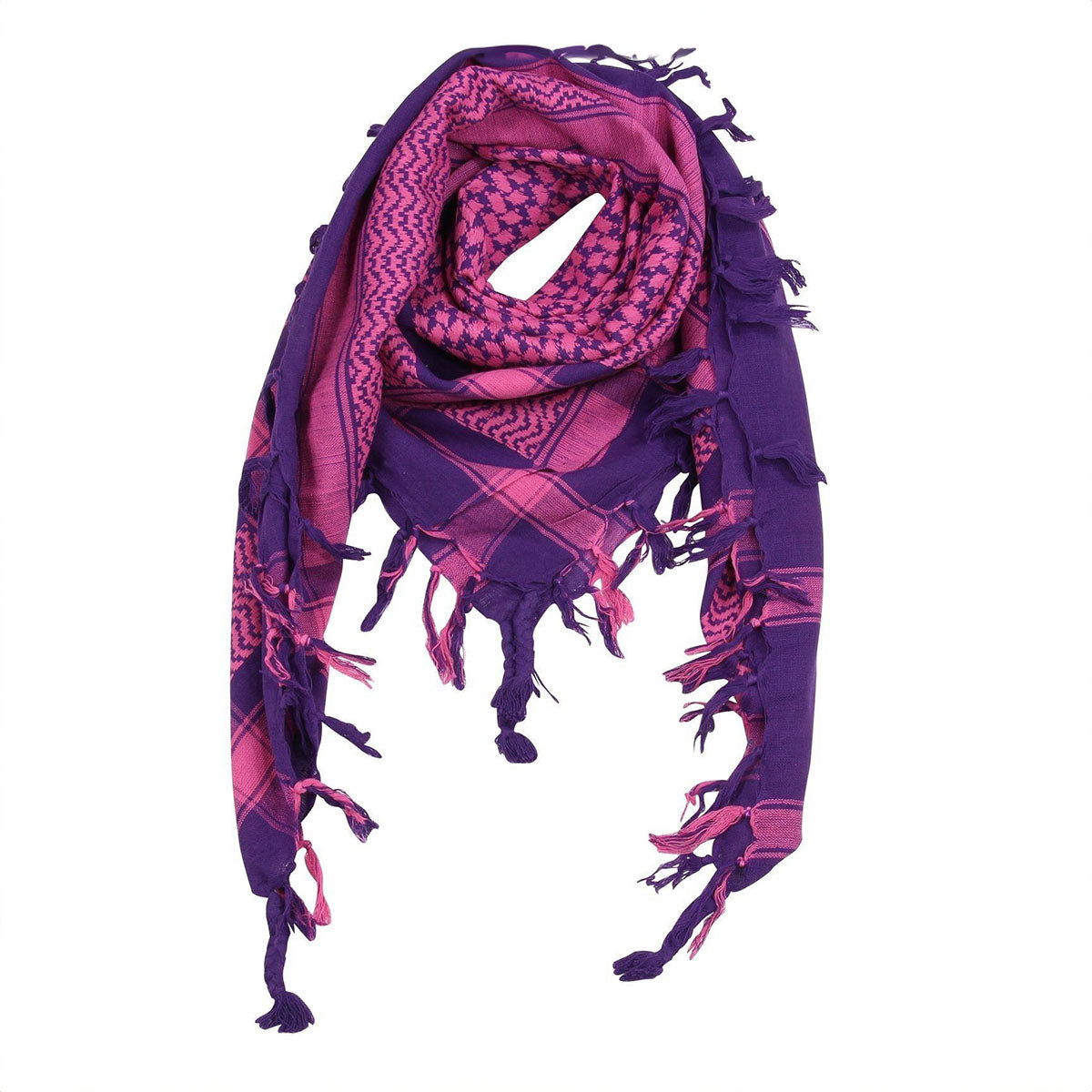 Pali Kufiya Style Purple Pink Tassel Scarf - SKRF