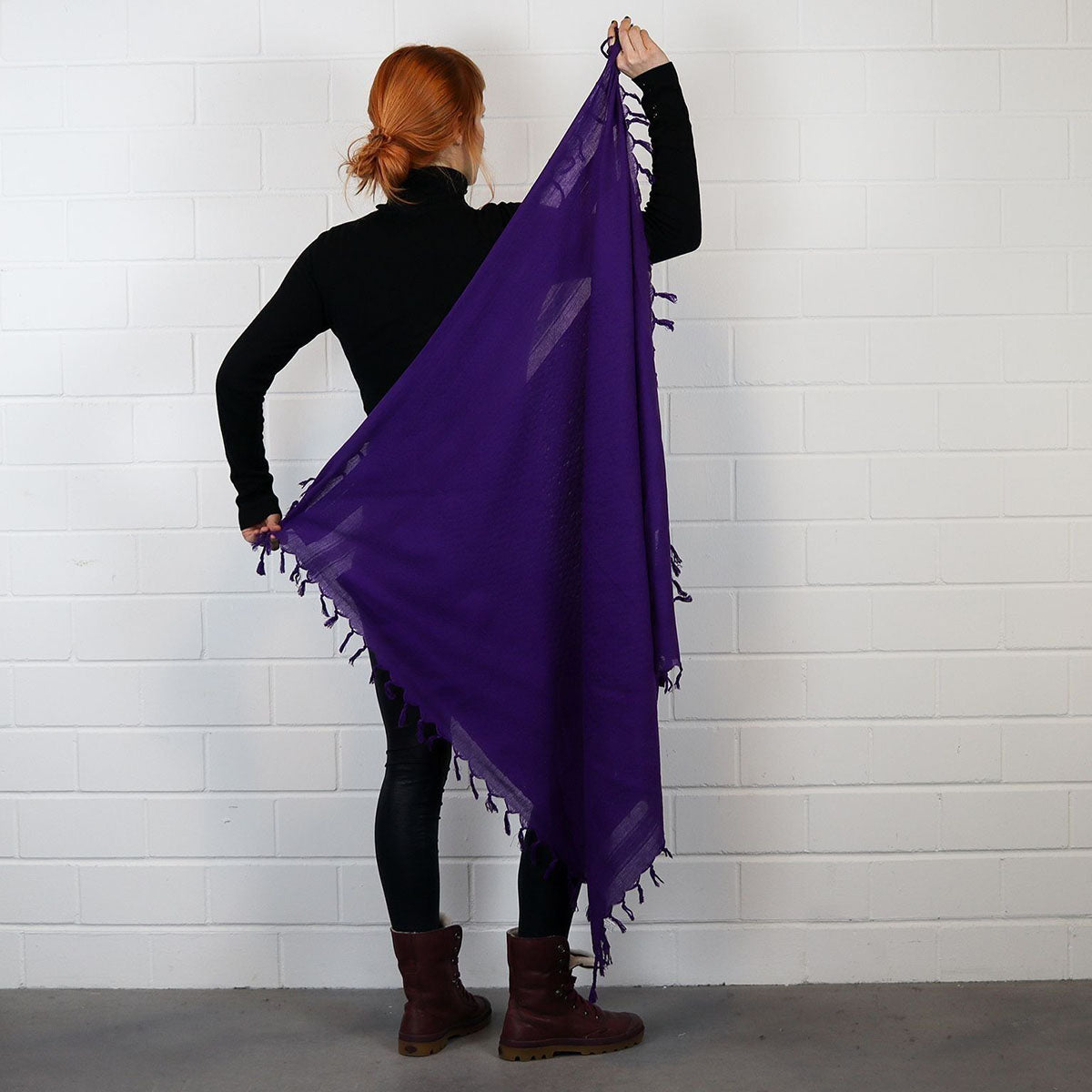 Pali Kufiya Style Purple Tassel Scarf - SKRF