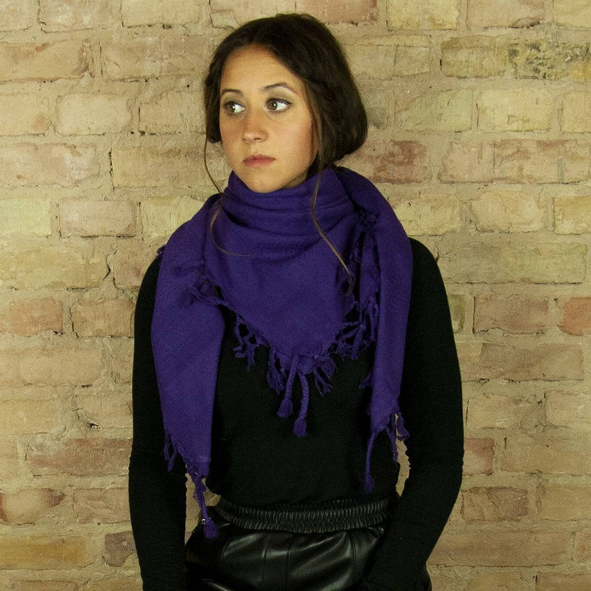 Pali Kufiya Style Purple Tassel Scarf - SKRF