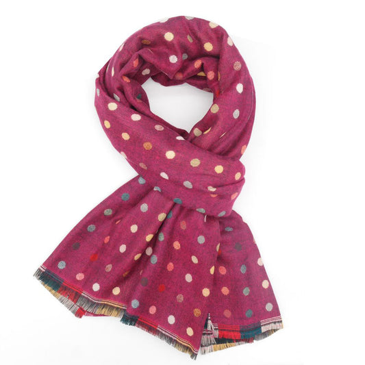 Polka Dot Reversible Check Scarf Plum Pink - SKRF