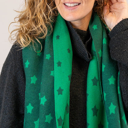 Pom Fringed Scarf Green Mix Graduated Star 52777 - SKRF