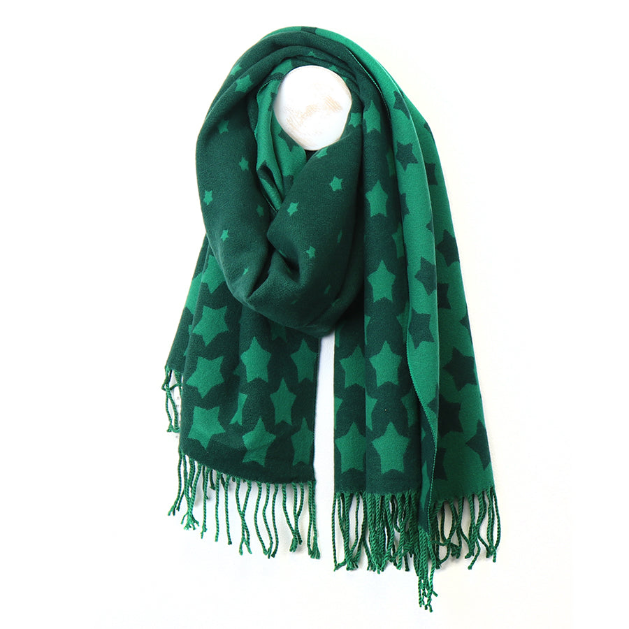 Pom Fringed Scarf Green Mix Graduated Star 52777 - SKRF