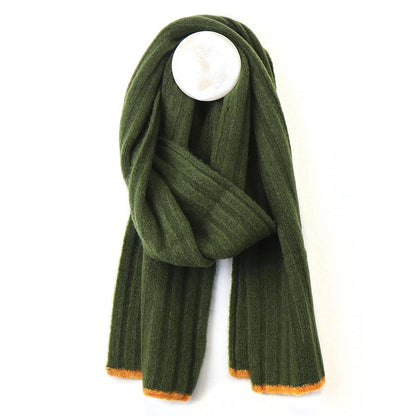 Recycled Ribbed Scarf For Men Olive Green - SKRF