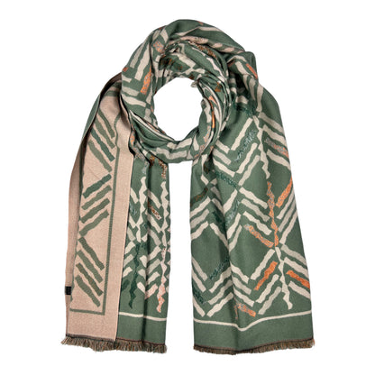 Reversible Arrow Print Wool Blend Winter Scarf Green - SKRF