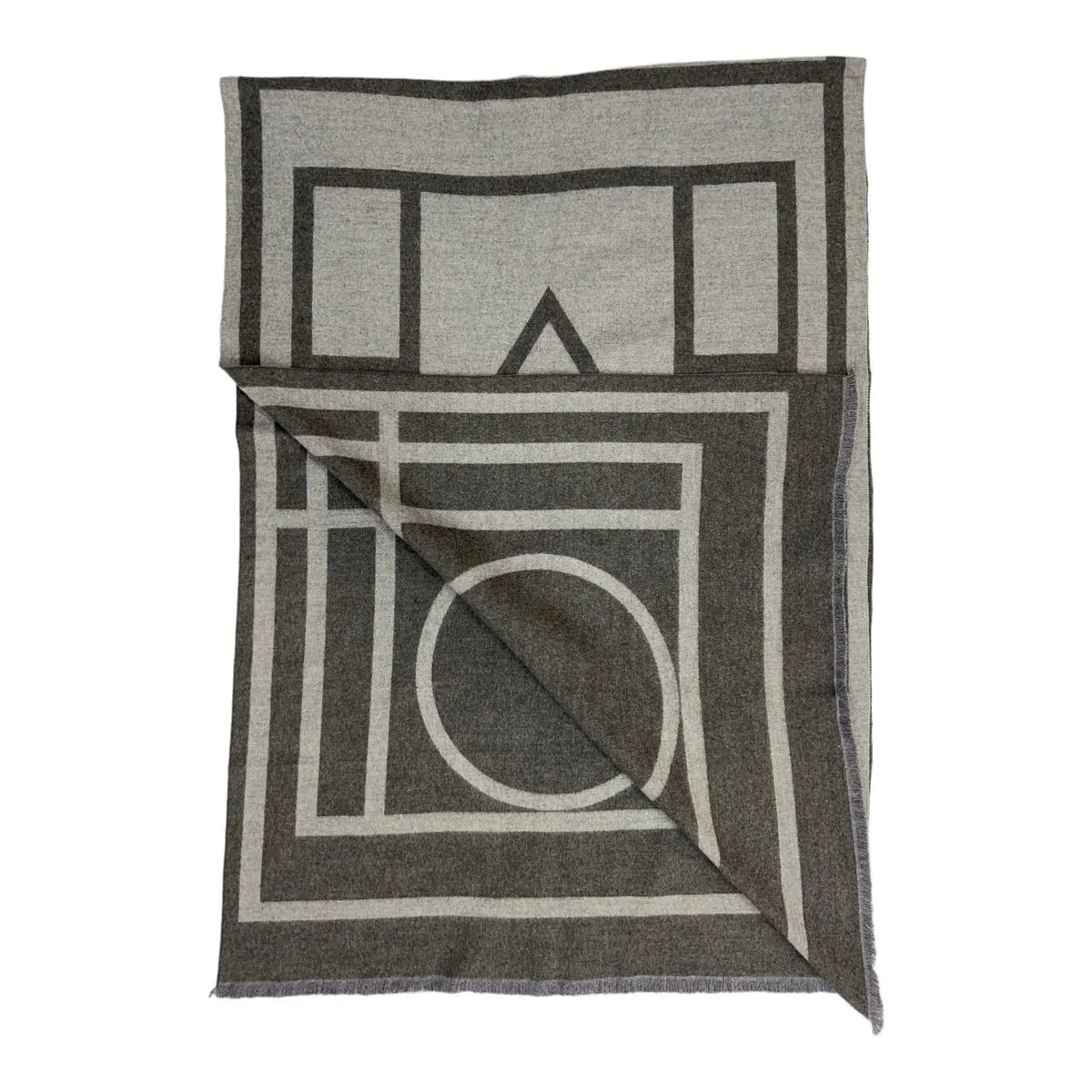 Reversible Geometric Print Cashmere Mix Winter Scarf Grey - SKRF