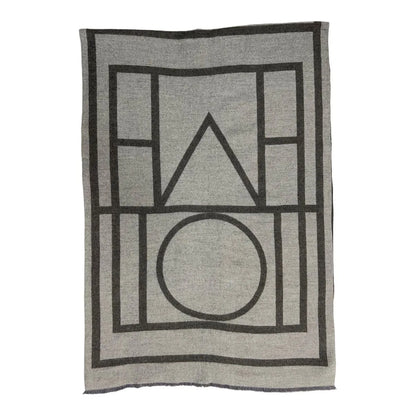 Reversible Geometric Print Cashmere Mix Winter Scarf Grey - SKRF