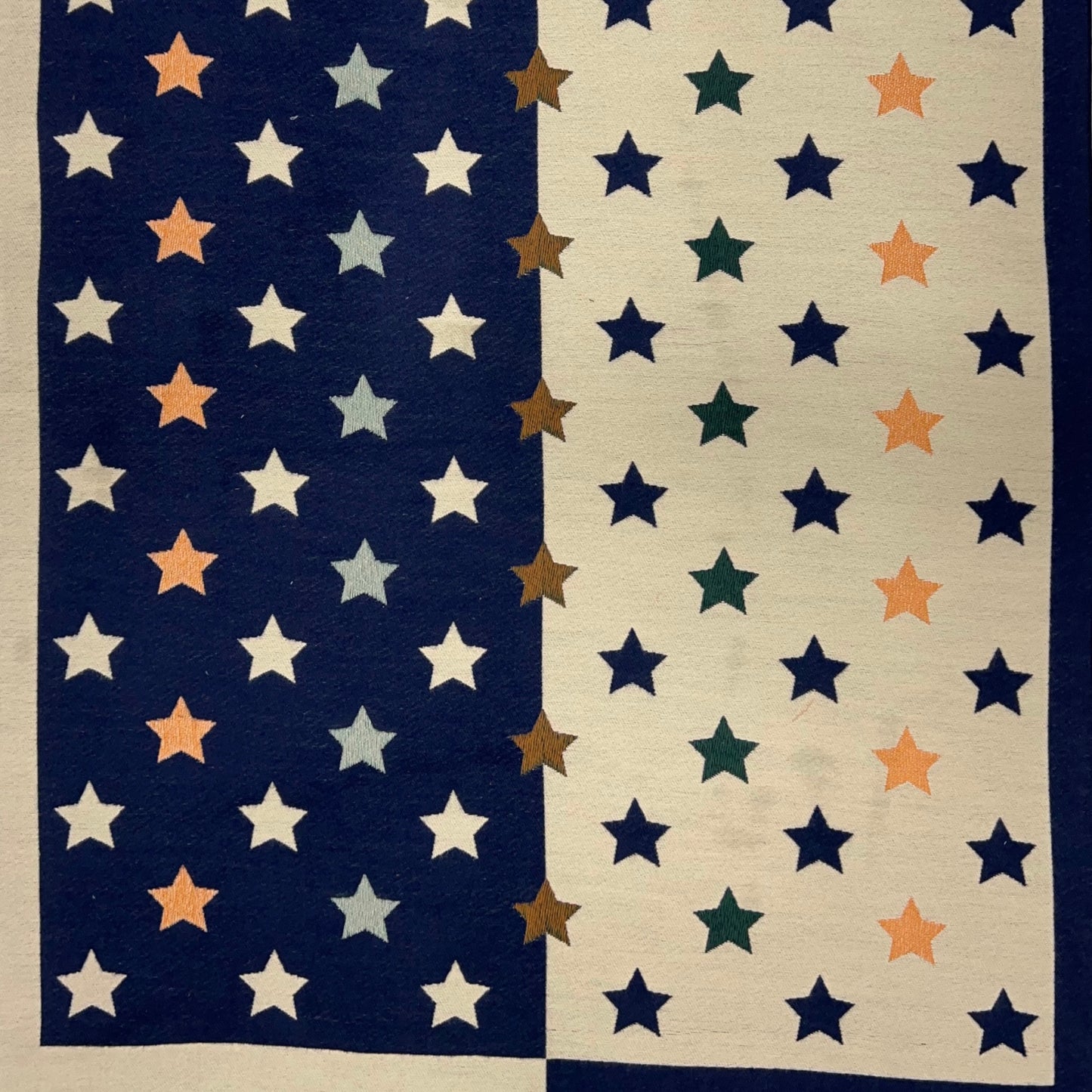 Reversible Star Print Scarf With Fringe Navy - SKRF