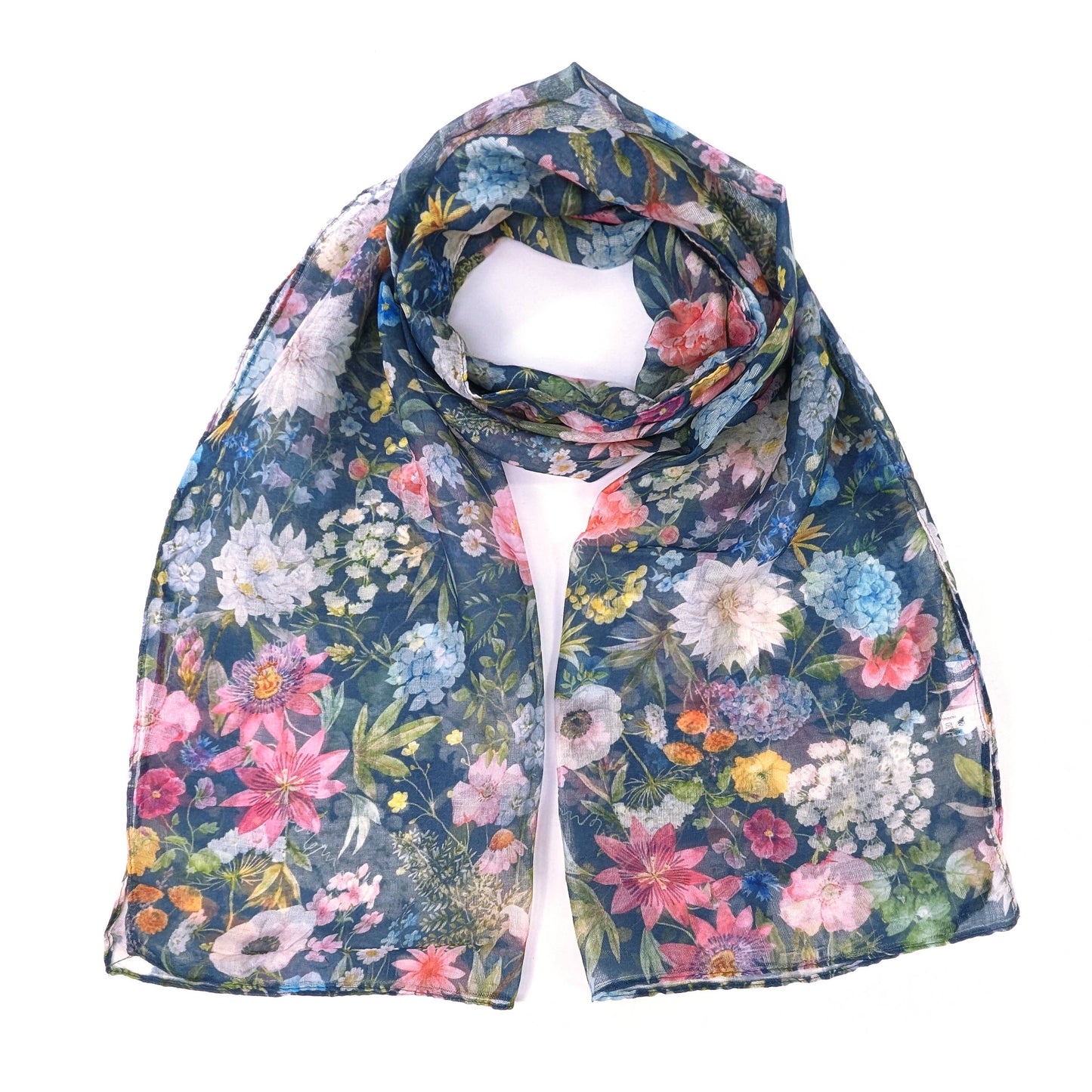 Spring Flowers Navy Print Scarf