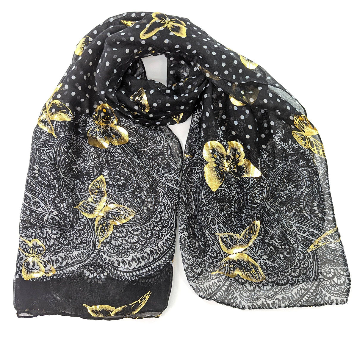 Taoua Paisley Papillon Black Butterfly Scarf - SKRF