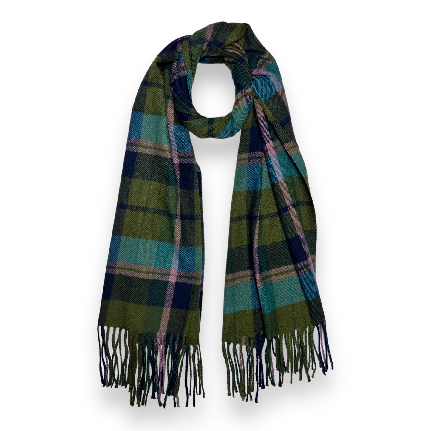 Tartan Winter Scarf With Tassle Ends Green - SKRF